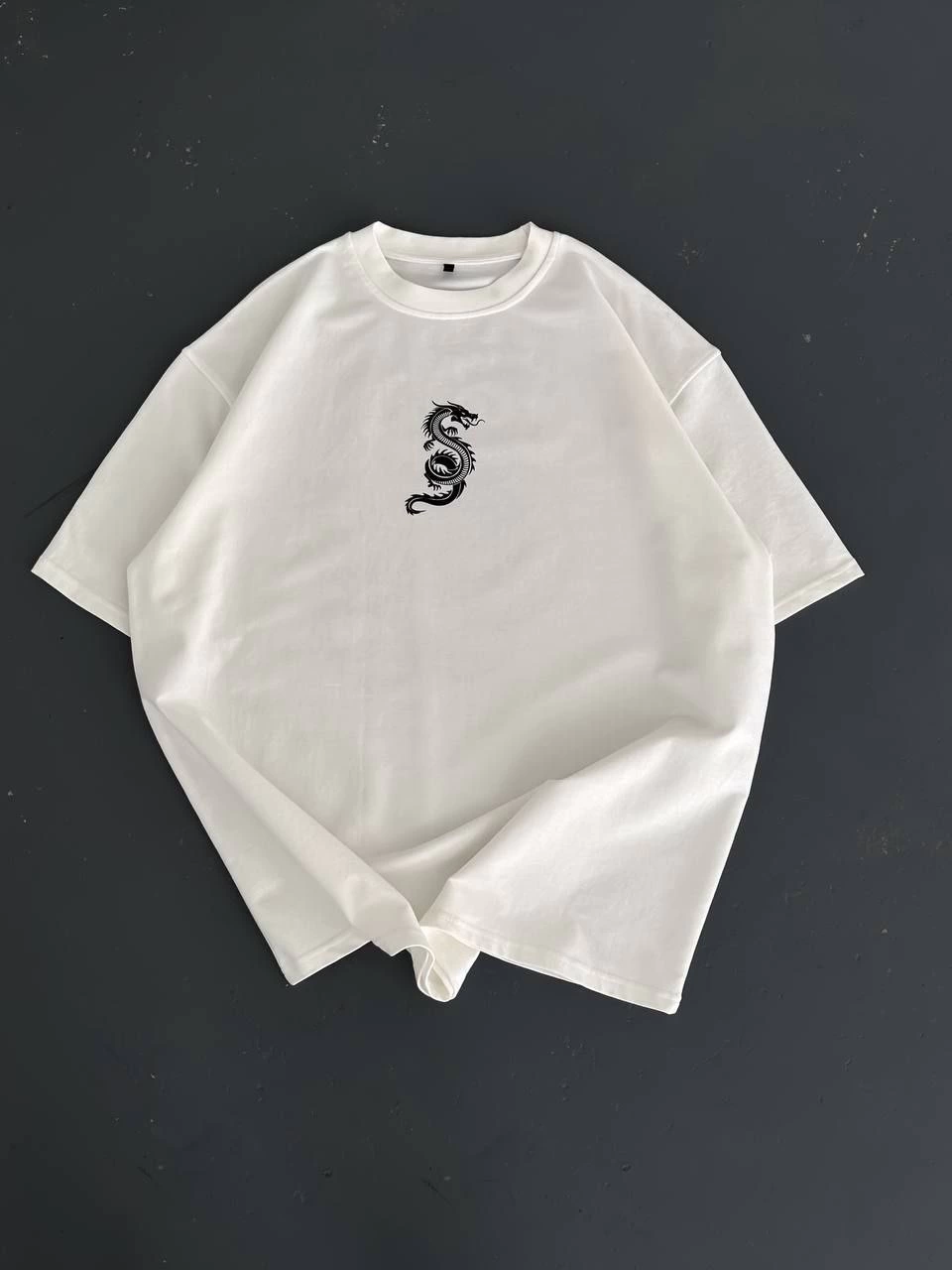 ASSEMA Erkek Baskılı Oversize Bisiklet Yaka  Kısa kol T-shirt - Beyaz