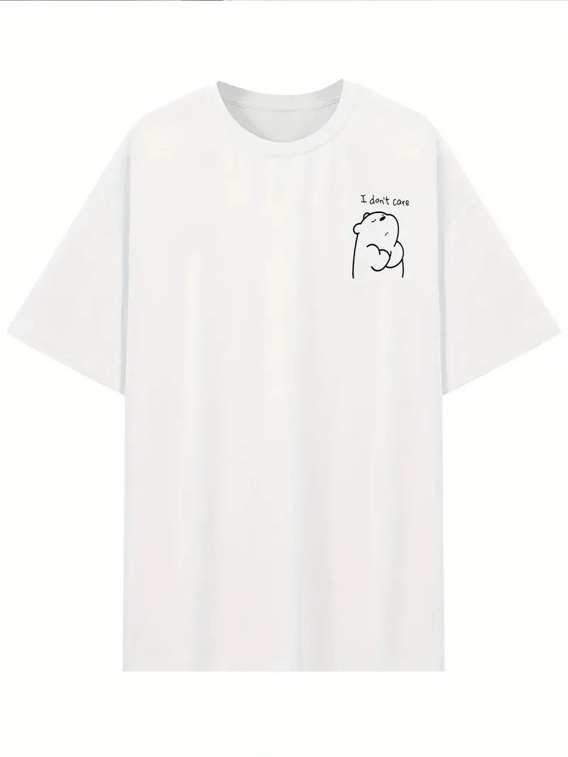 ASSEMA Kadın T-Shirt Kısa Kollu, "Umrumda Değil" Baskılı tişort - Beyaz