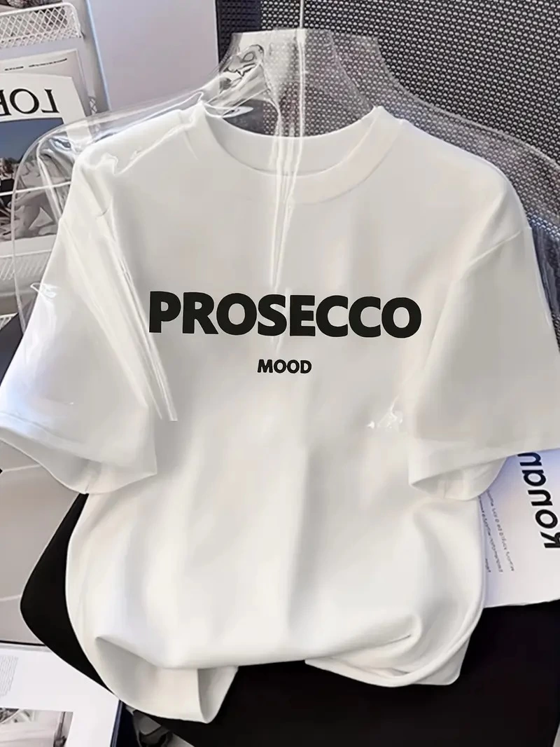 ASSEMA Kadın Penye Compack Baskılı Kısa Kol Bisiklet Yaka T-shirt - Beyaz