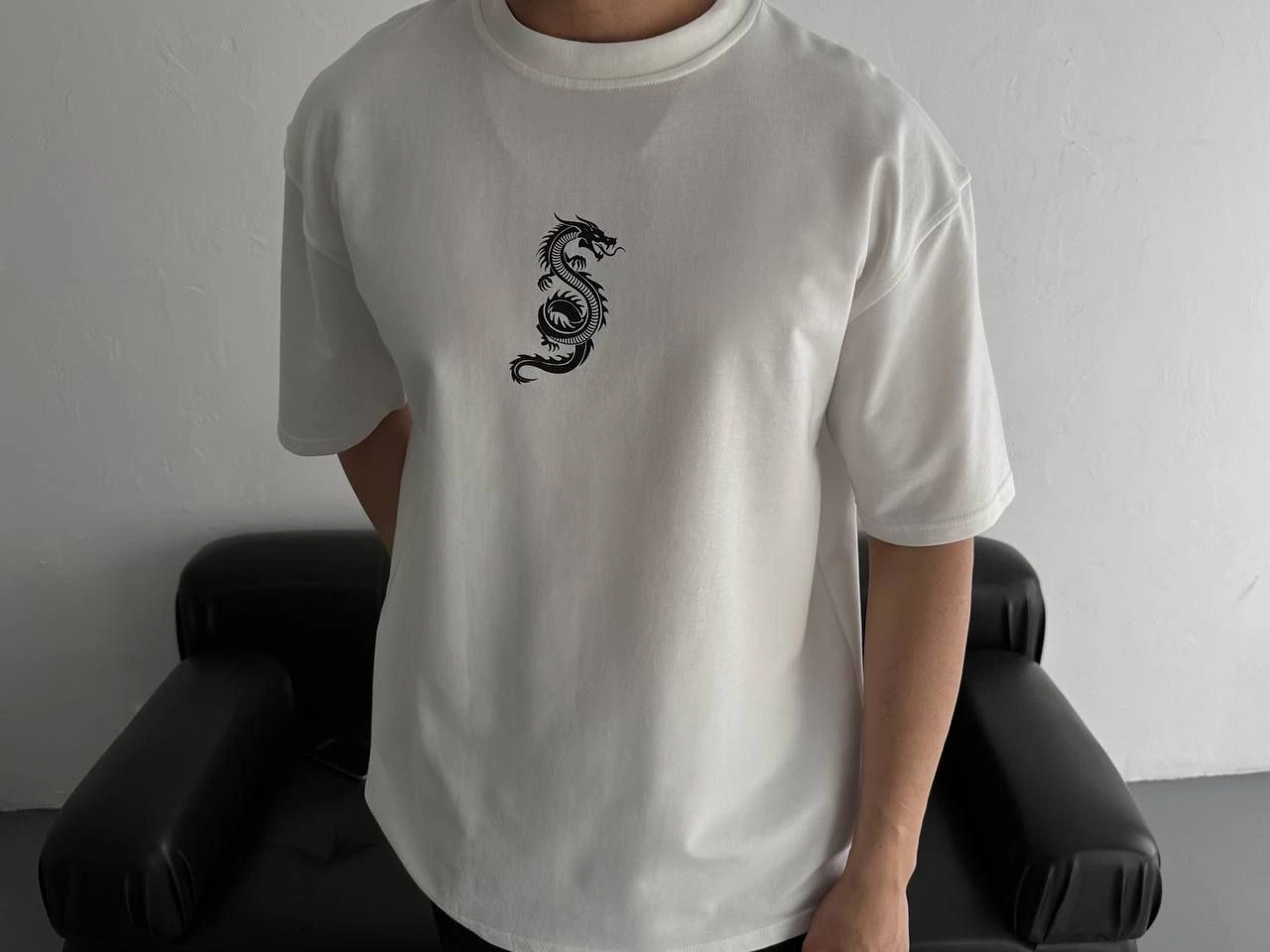 ASSEMA Erkek Baskılı Oversize Bisiklet Yaka  Kısa kol T-shirt - Beyaz