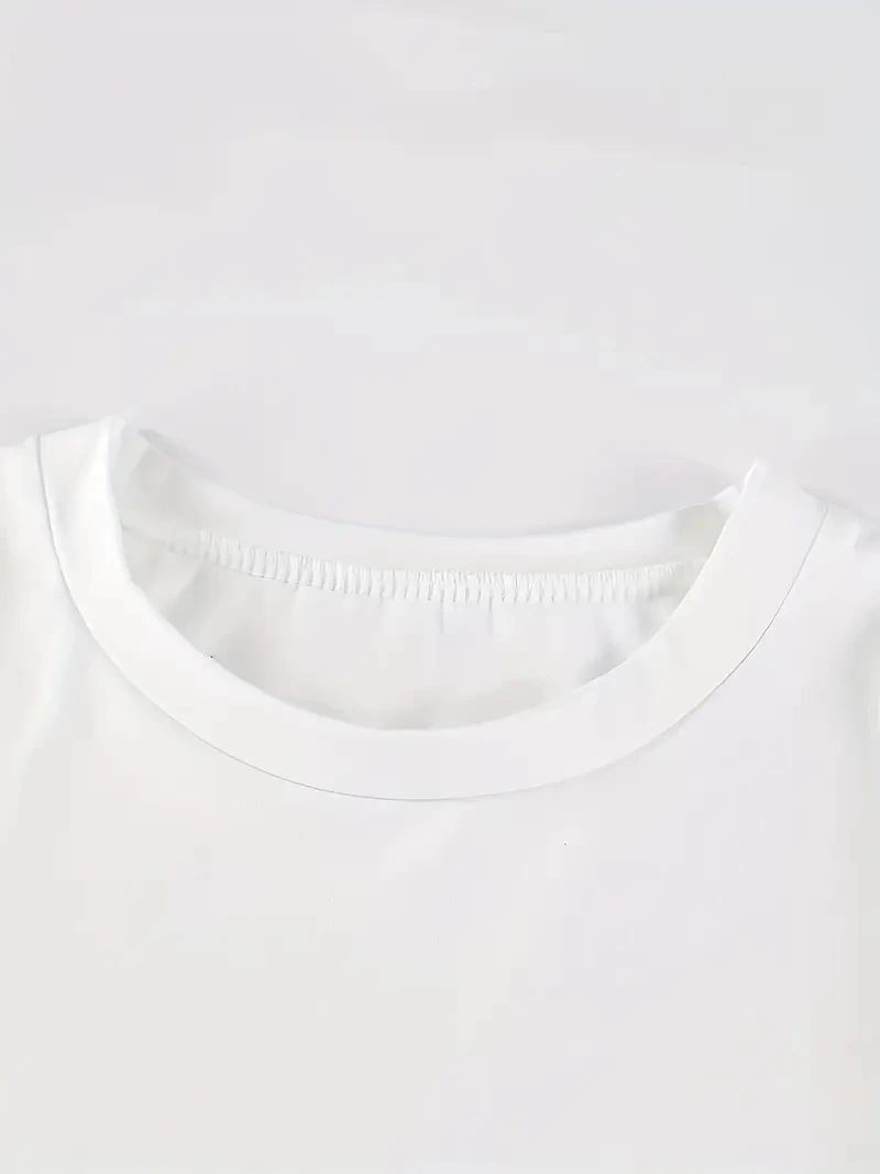 ASSEMA Kadın Penye Compack Baskılı Kısa Kol Bisiklet Yaka T-shirt - Beyaz