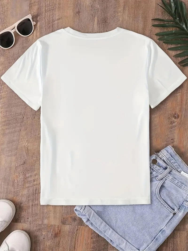 ASSEMA Kadın Fiyonk Baskılı Oversize Bisiklet Yaka T-shirt - Beyaz