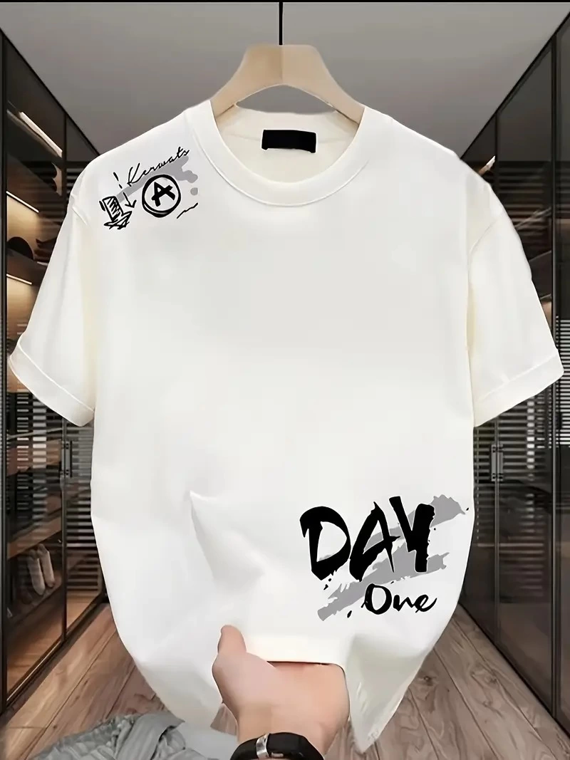 ASSEMA Kadın Day One Baskılı Oversize Bisiklet Yaka T-shirt - Beyaz