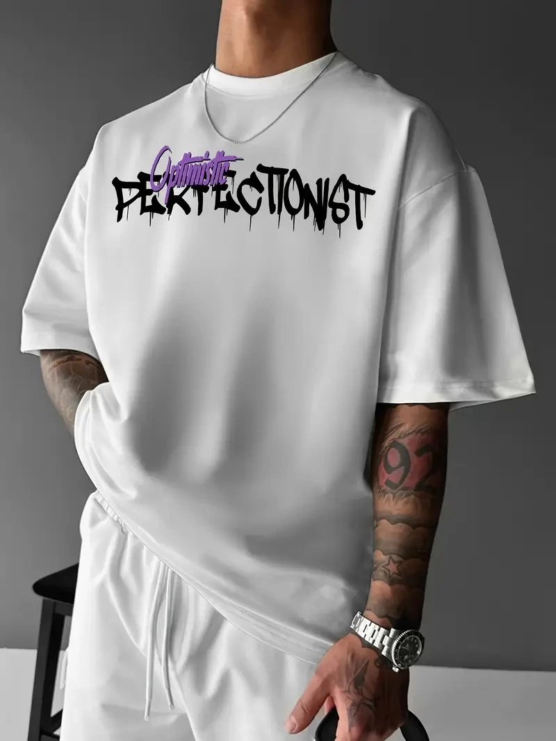 ASSEMA Erkek Baskılı Tişort Bisiklet Yaka Kısa kol t-shirt - Beyaz