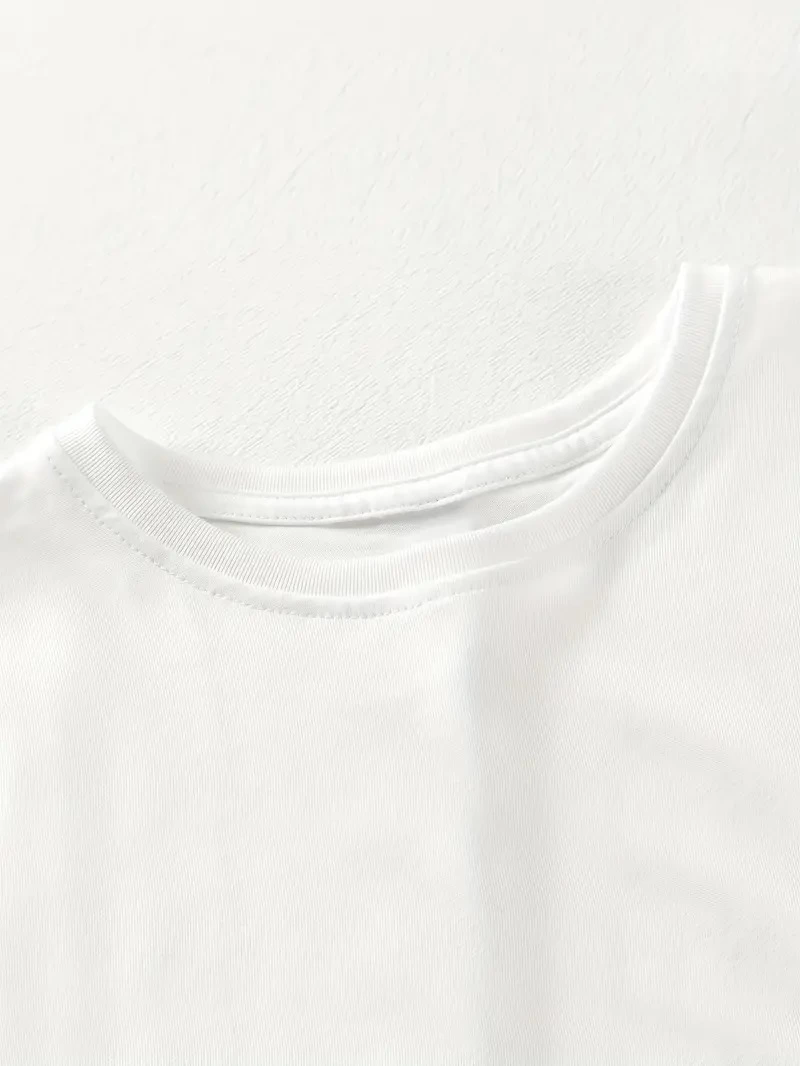 ASSEMA Kadın Bisiklet yaka Gülücük Baskılı Oversize Kısa Kol Yazlık T-shirt - Beyaz