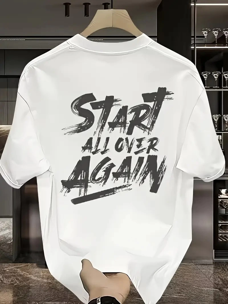 ASSEMA Erkek Baskılı T-Shirt Kısa Kol Bisiklet Yaka Regular Fit Rahat Kalıp Tişört -  Beyaz
