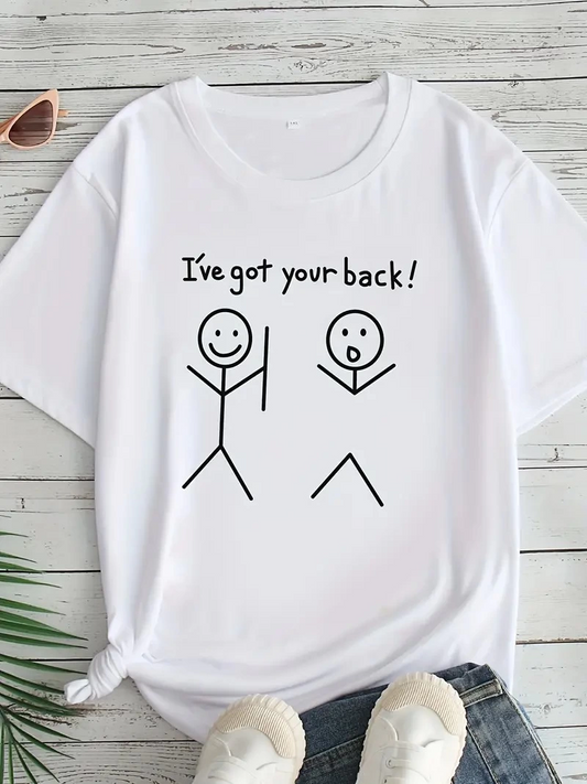 ASSEMA Kadın "I've Got Your Back" Baskılı Kısa kol Tişört - Beyaz