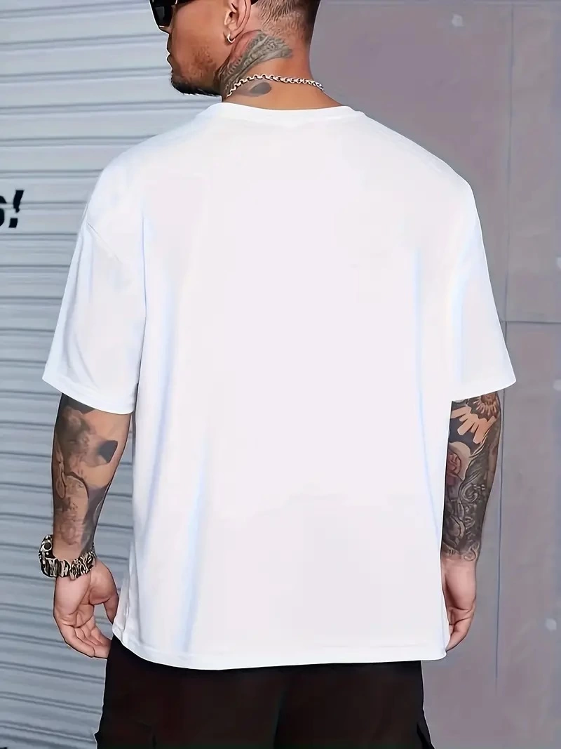 ASSEMA Erkek Baskılı Tişort Kısa Kol Bisiklet Yaka Ovarsize T-Shirt -  Beyaz
