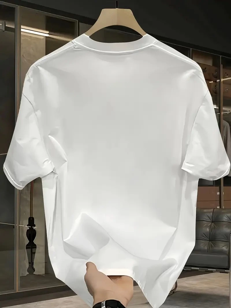 ASSEMA Erkek Bisiklet yaka t-shirt Pembe Panter Baskılı Kısa Kollu Tişört - Beyaz