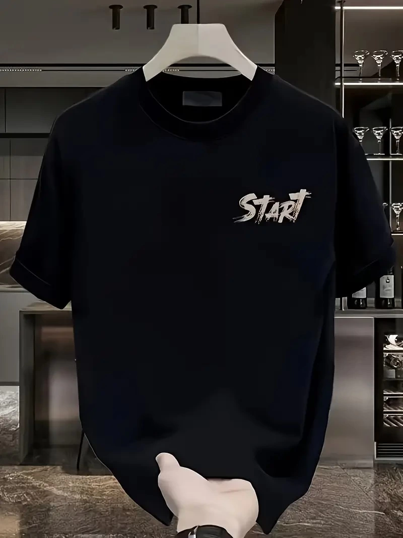 ASSEMA Erkek Baskılı T-Shirt Kısa Kol Bisiklet Yaka Regular Fit Rahat Kalıp Tişört -  Siyah