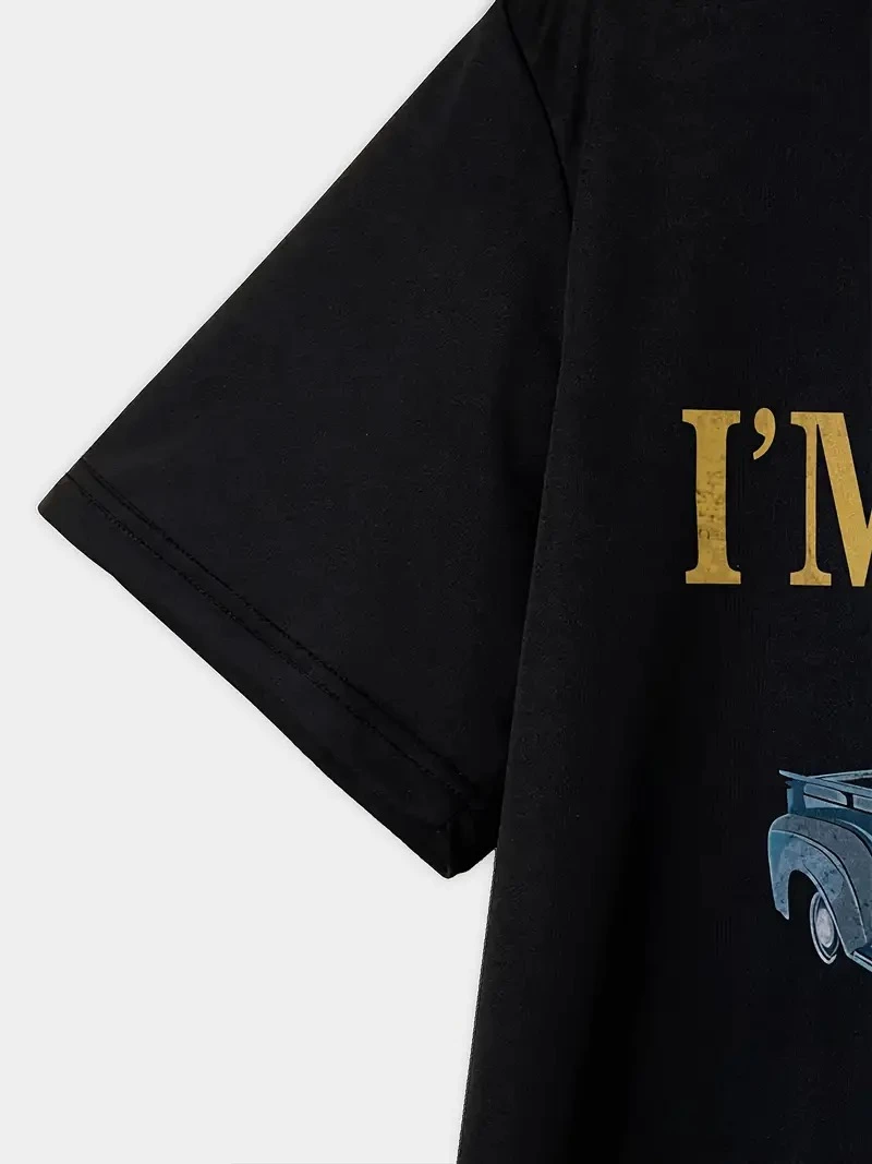 ASSEMA Erkek Araba Baskılı Kısa kol t-shirt - Siyah