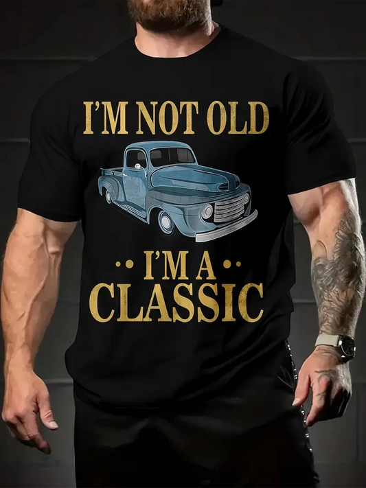 ASSEMA Erkek Araba Baskılı Kısa kol t-shirt - Siyah