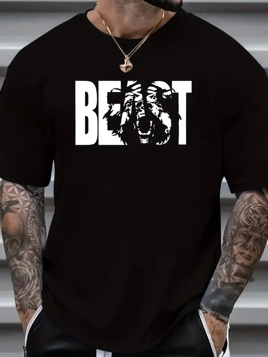ASSEMA Erkek Baskılı Tişort Kısa Kol Bisiklet Yaka Ovarsize T-Shirt -  Siyah