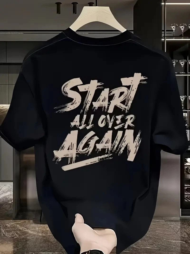 ASSEMA Erkek Baskılı T-Shirt Kısa Kol Bisiklet Yaka Regular Fit Rahat Kalıp Tişört -  Siyah