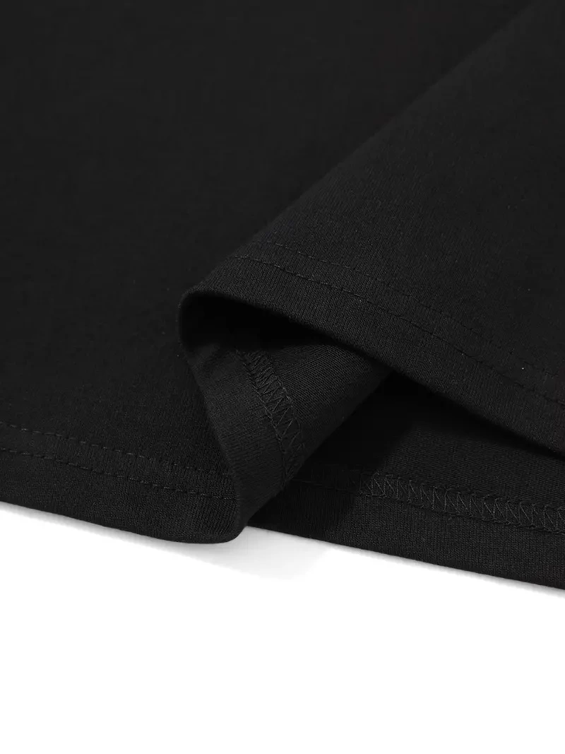 ASSEMA Kadın Baskılı T-Shirt Kısa Kol Bisiklet Yaka Ovarsize Rahat Kalıp Tişört -  Siyah