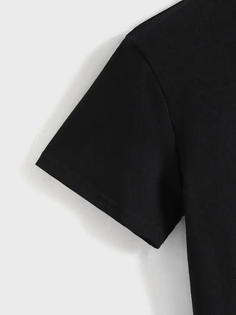 ASSEMA Kadın Penye Compack Baskılı Kısa Kol Bisiklet Yaka T-shirt - Siyah
