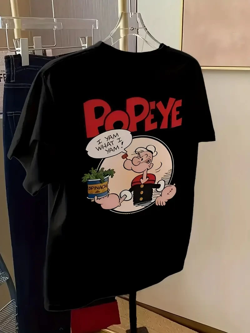 ASSEMA Erkek Popeye Baskılı Kısa kollu Tişort- Siyah