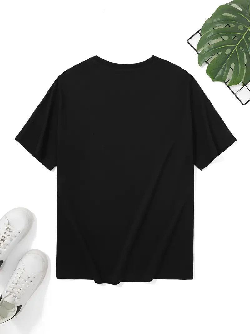 ASSEMA Erkek Palmiye Baskılı Bisiklet Yaka Kısa Kol Yazlık T-shirt - Siyah
