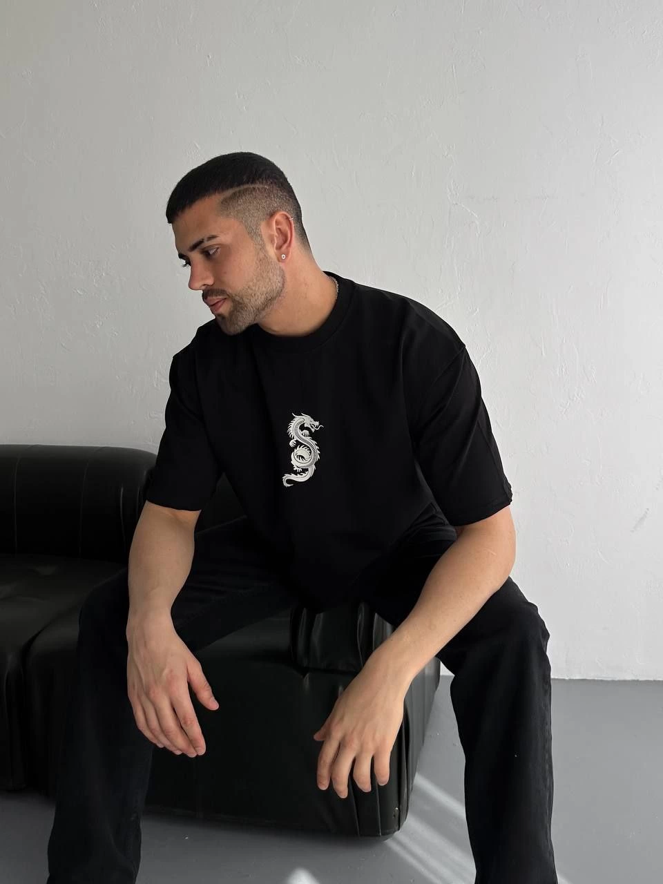 ASSEMA Erkek Baskılı T-Shirt Kısa Kol Bisiklet Yaka Regular Fit Rahat Kalıp Günlük Tişört - Siyah