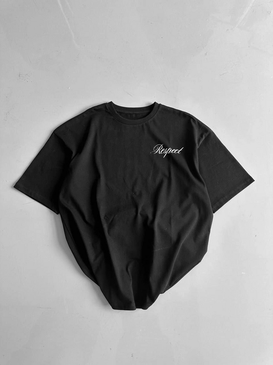 ASSEMA Erkek Penye Compack Baskılı Oversize Bisiklet Yaka Kısa Kol Yazlık T-shirt - Siyah