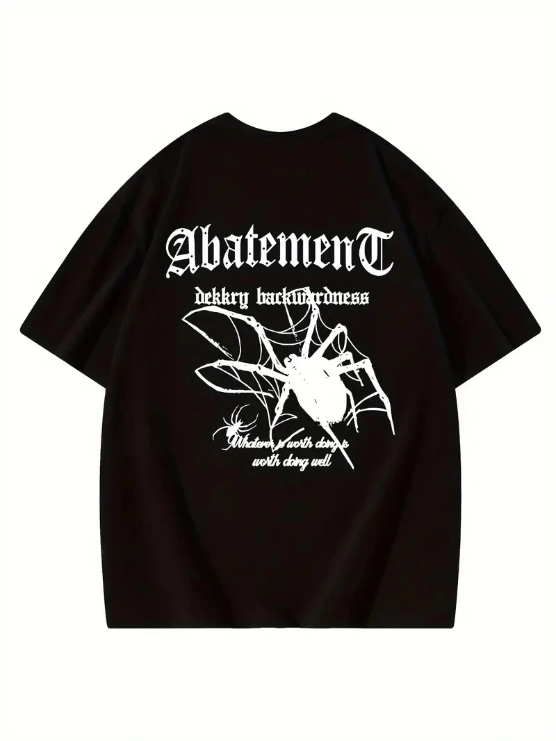 ASSEMA Kadın Örümcek Baskılı Bisiklet Yaka T-shirt - Siyah