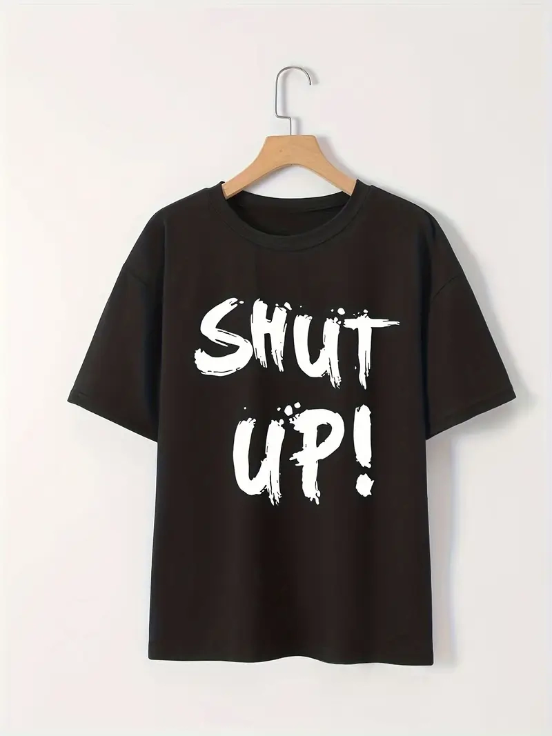 ASSEMA Kadın Baskılı Oversize Bisiklet Yaka Kısa Kol Yazlık T-shirt - Siyah