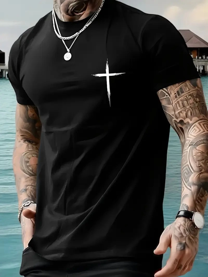 ASSEMA Erkek Baskılı Bisiklet Yaka Kısa Kol T-shirt - Siyah