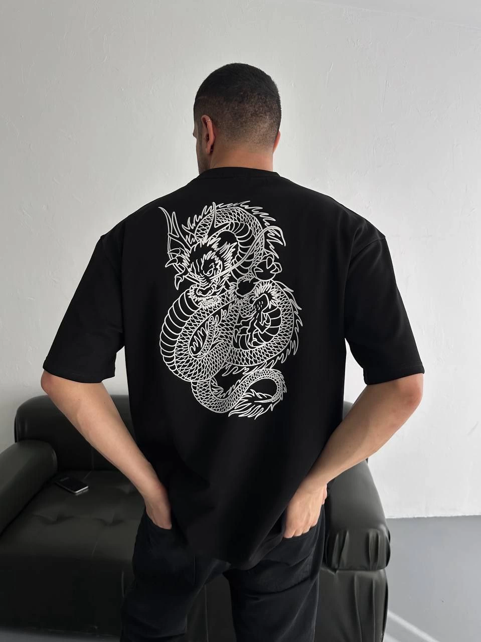 ASSEMA Erkek Baskılı T-Shirt Kısa Kol Bisiklet Yaka Regular Fit Rahat Kalıp Günlük Tişört - Siyah