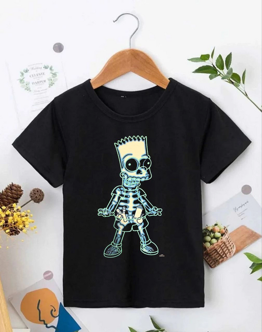 ASSEMA Çoçuk Bisiklet Yaka Kısa Kol Baskılı T-Shirt - Siyah
