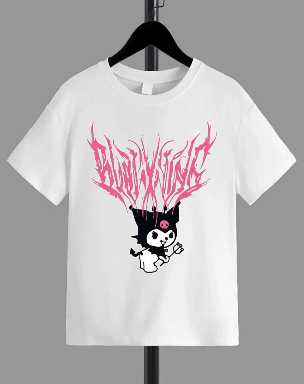 ASSEMA Kız Çocuk Bisiklet Yaka Baskılı T-Shirt - Beyaz