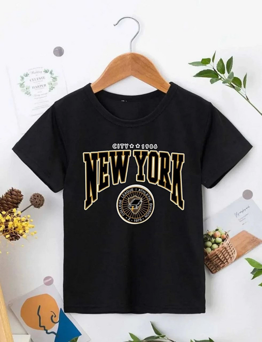 ASSEMA Çocuk Unisex Baskılı T-Shirt - Siyah