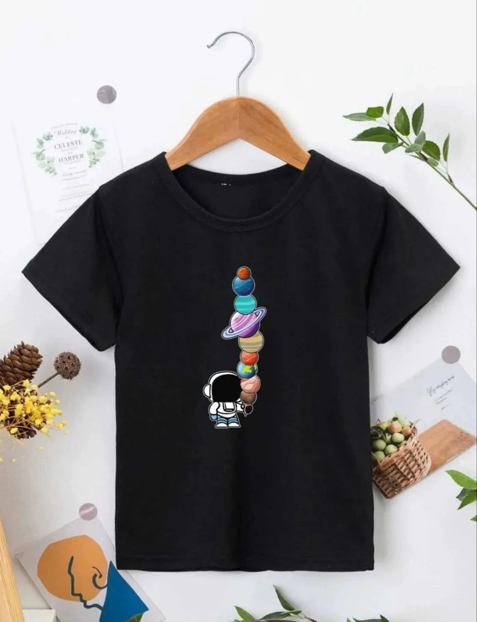 ASSEMA Çocuk Unisex Baskılı T-Shirt - Siyah