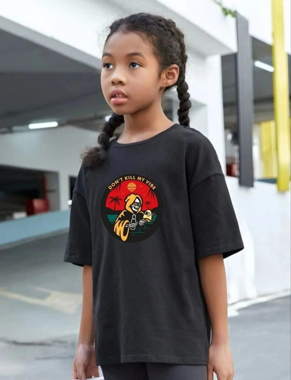 ASSEMA Çocuk Unisex Baskılı T-Shirt - Siyah