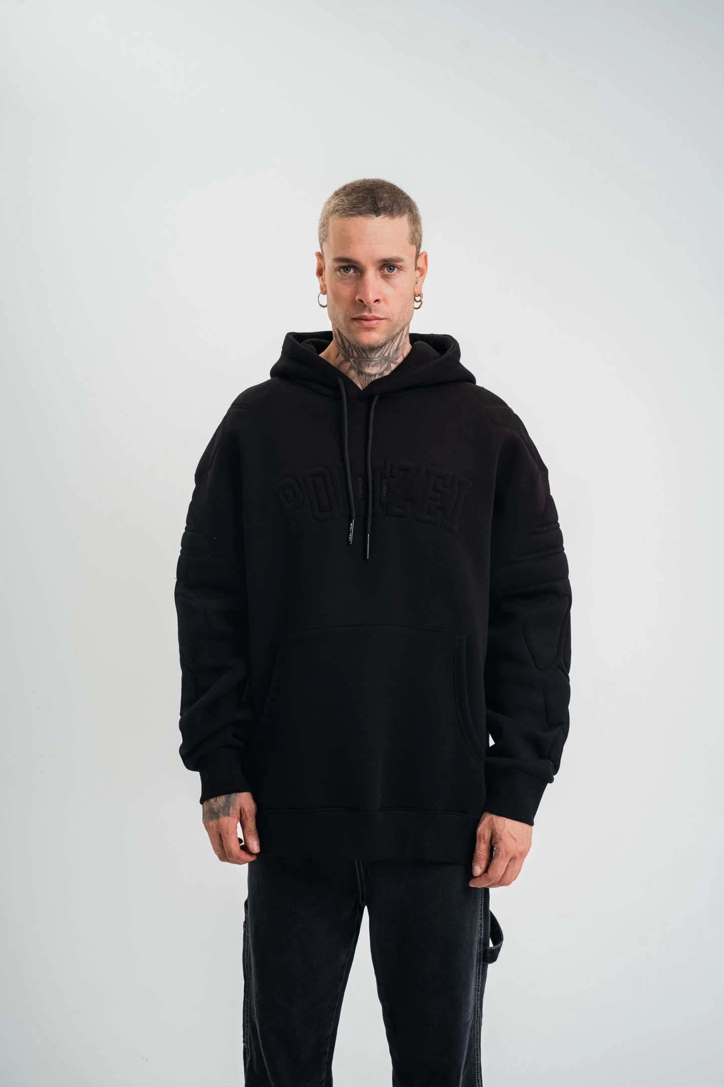 ASSEMA Erkek Oversize Kapşonlu Nakışlı SweatShirt - Siyah