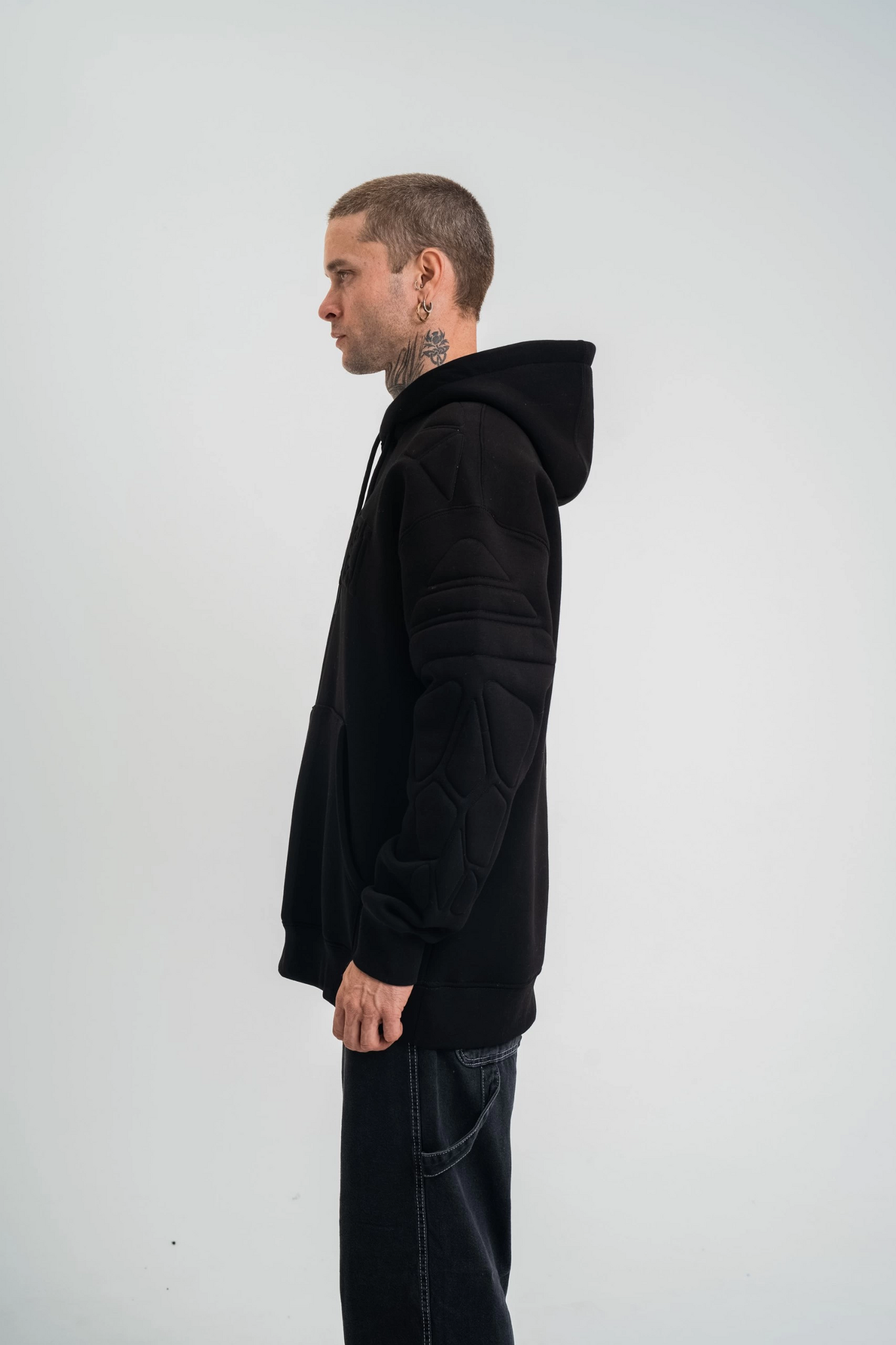 ASSEMA Erkek Oversize Kapşonlu Nakışlı SweatShirt - Siyah