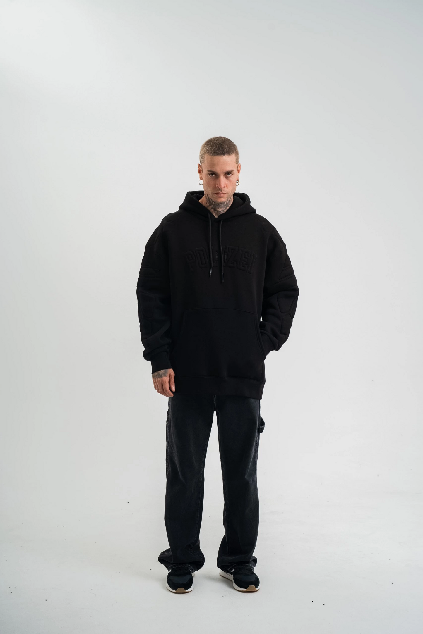 ASSEMA Erkek Oversize Kapşonlu Nakışlı SweatShirt - Siyah