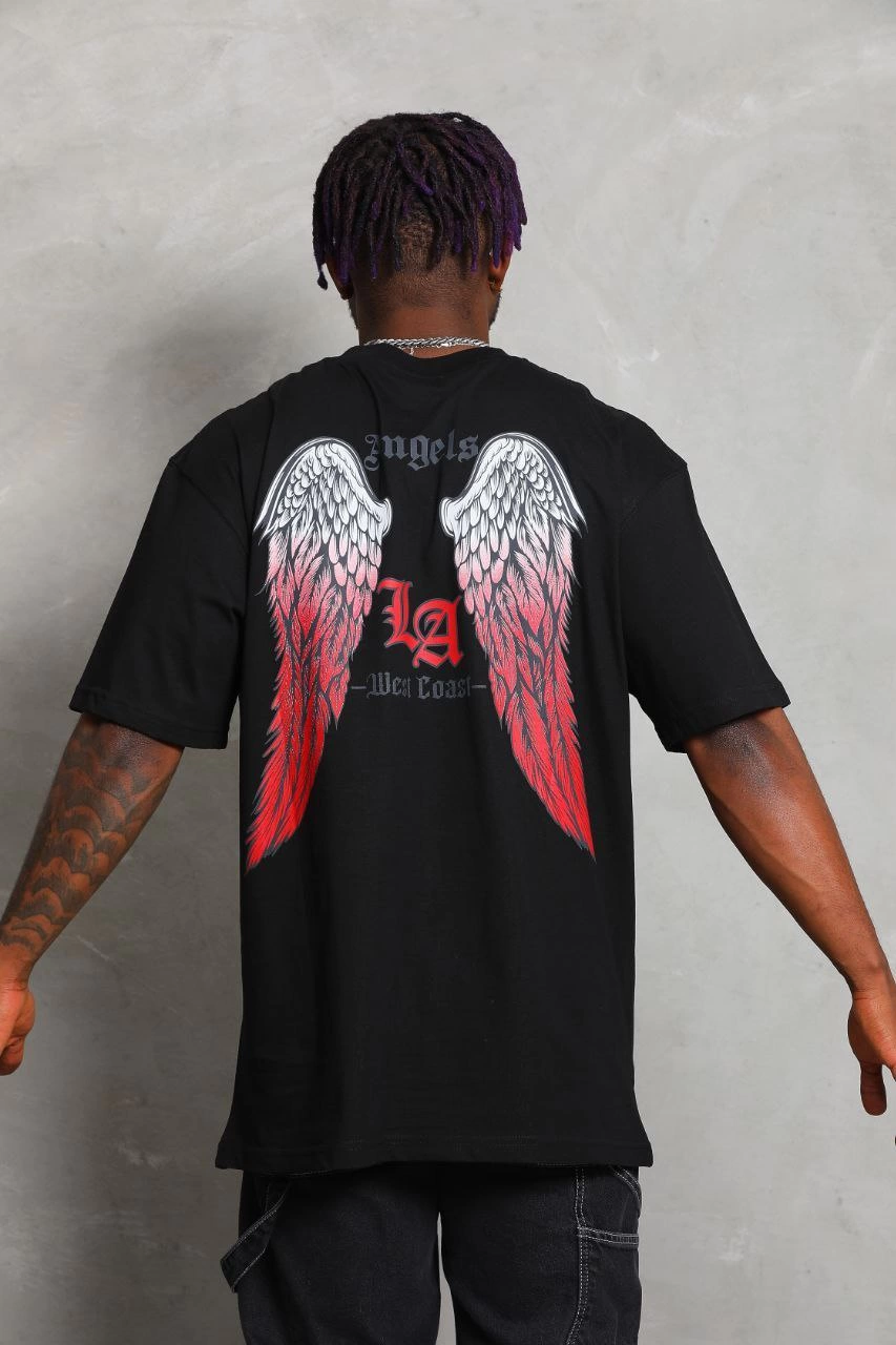 ASSEMA Erkek Baskılı Tişort Kısa Kol Bisiklet Yaka Ovarsize T-Shirt -  Siyah