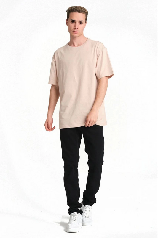 ASSEMA Erkek Düz  Kısa kol Penye T-shirt - Bej