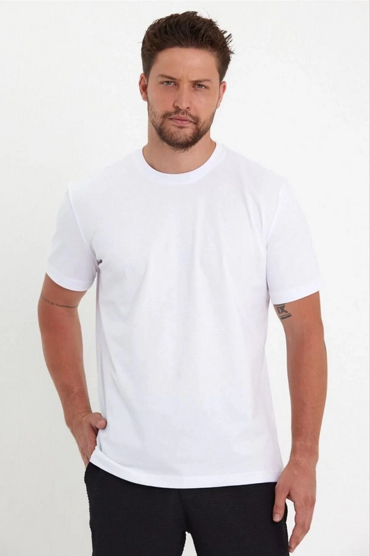 ASSEMA Erkek Düz  Kısa kol Penye T-shirt - Beyaz