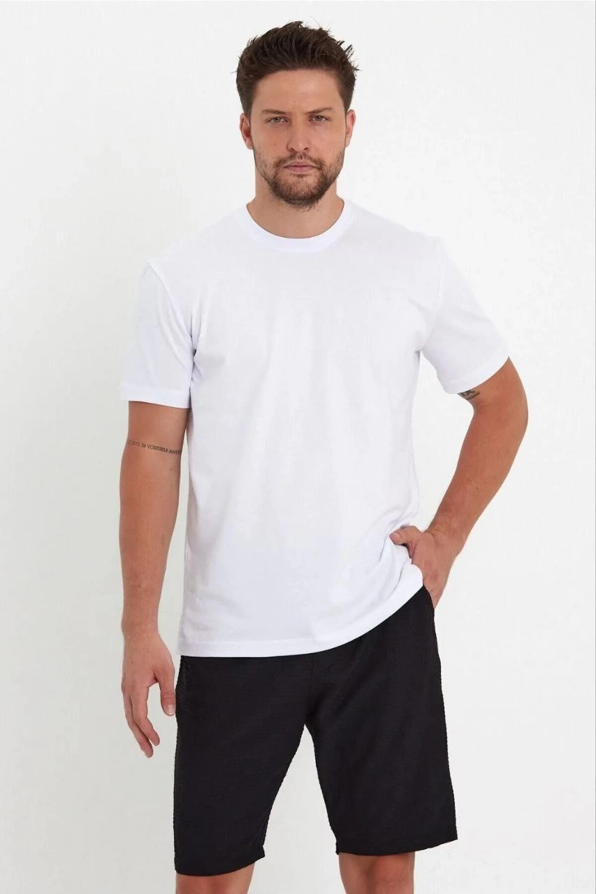 ASSEMA Erkek Düz  Kısa kol Penye T-shirt - Beyaz