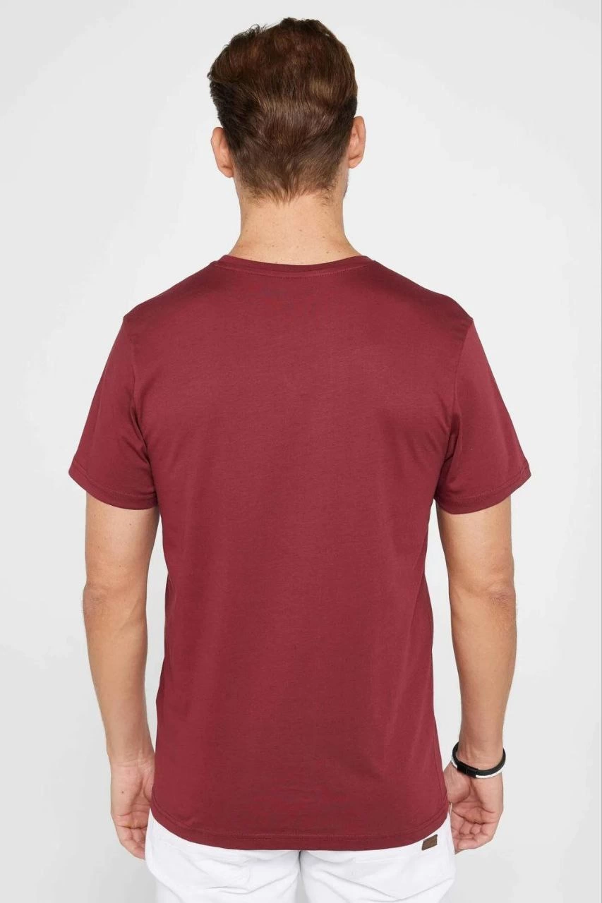 ASSEMA Erkek Düz Kısa kol Penye T-shirt - Bordo
