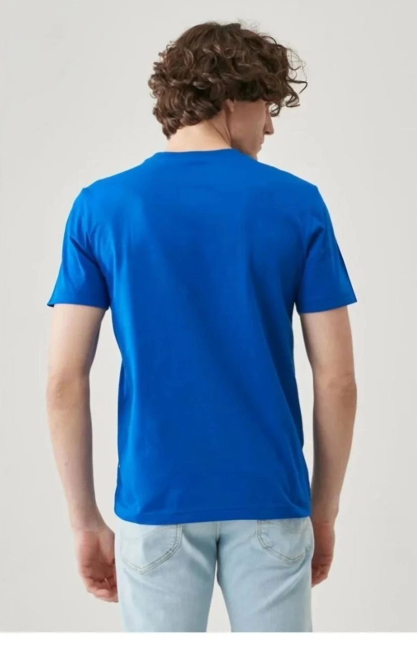 ASSEMA Erkek Düz  Kısa kol  Penye T-shirt - Mavi