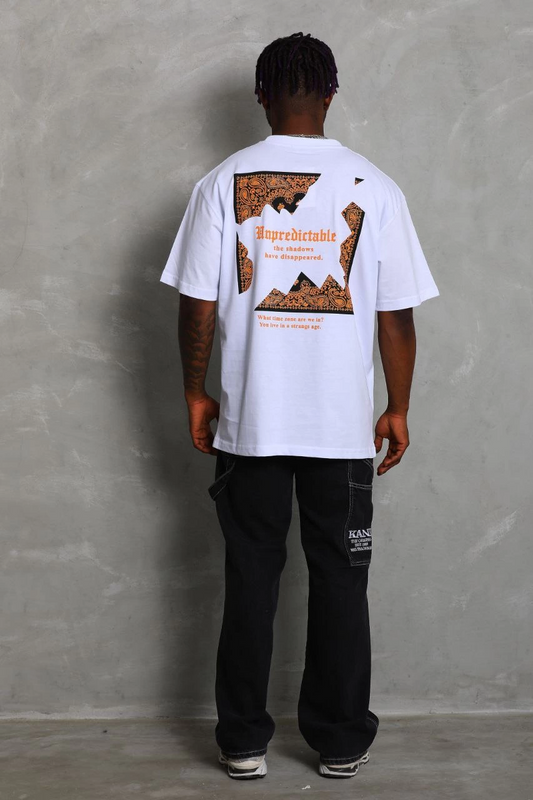 ASSEMA Unisex Oversize Baskılı Bisiklet Yaka T-Shirt - Beyaz