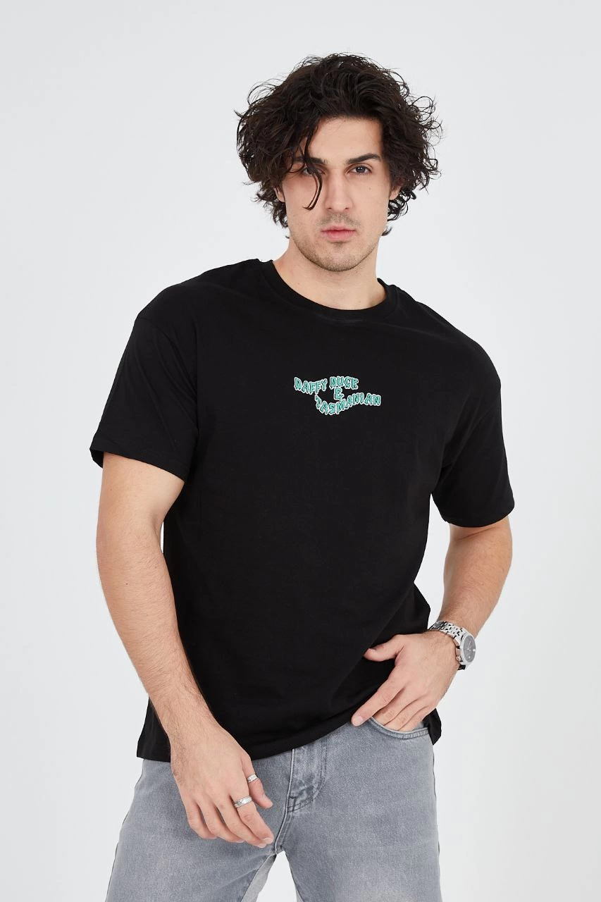 ASSEMA Erkek Baskılı 24/1 Penye T-Shirt - Siyah