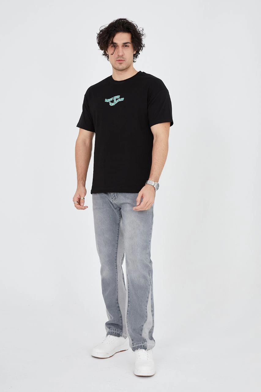 ASSEMA Erkek Baskılı 24/1 Penye T-Shirt - Siyah