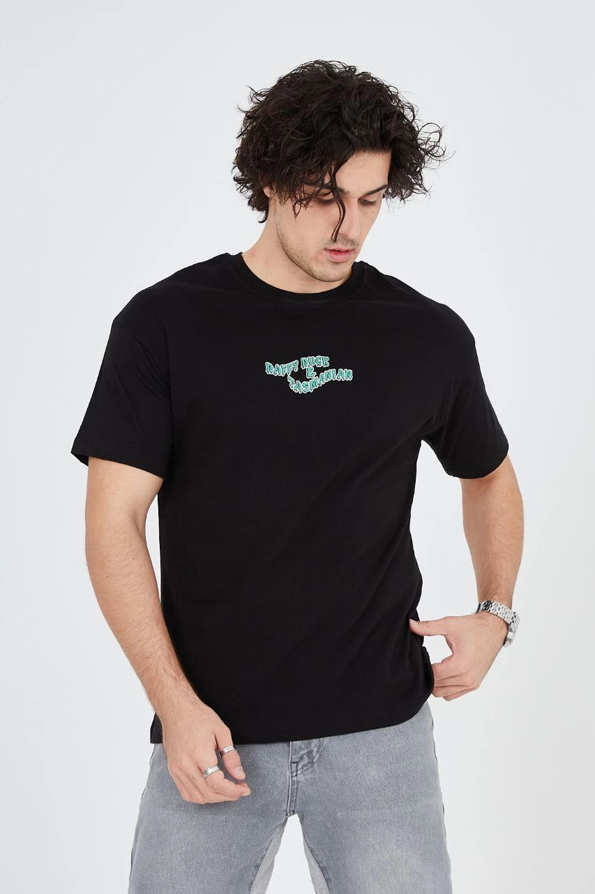 ASSEMA Erkek Baskılı 24/1 Penye T-Shirt - Siyah