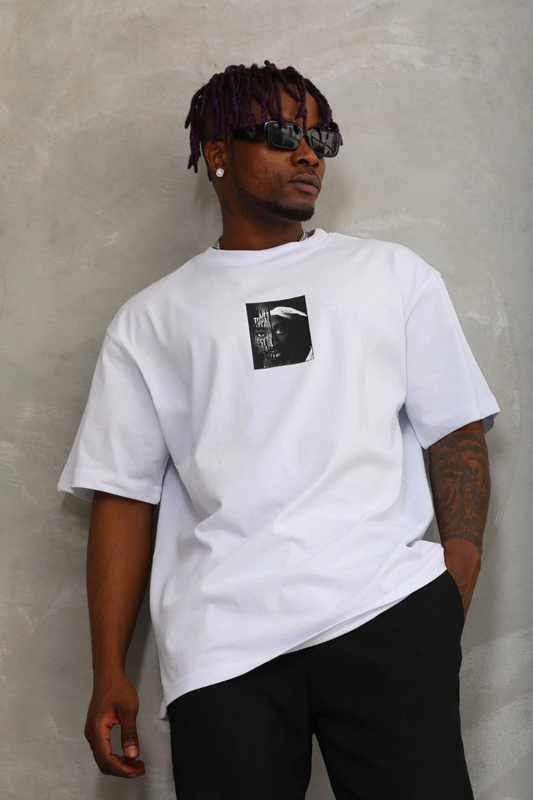ASSEMA Erkek Kısa kol Baskılı Bisiklet Yaka T-Shirt - Beyaz