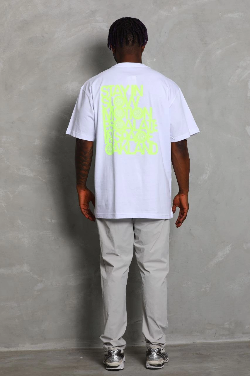 ASSEMA Unisex Oversize Baskılı Bisiklet Yaka T-Shirt - Beyaz