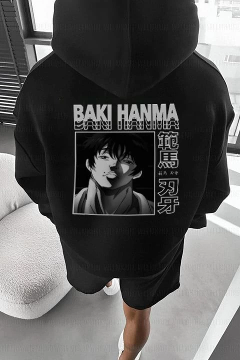 ASSEMA Erkek Baskılı Kapüşonlu ve Kordon İpli Sweat - Siyah