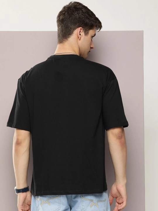 ASSEMA Erkek Baskılı T-Shirt Kısa Kol Bisiklet Yaka Regular Fit Rahat Kalıp Tişört - Siyah